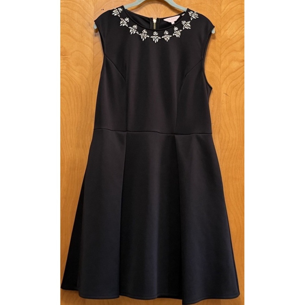 Ted Baker London Joon Sparkly Rhinestone Embellished Skater Dress Pockets Large